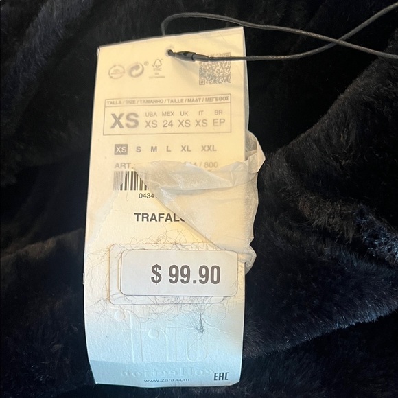 Zara Black Faux Suede Biker Jacket with Faux Fur Collar - Picture 6 of 7